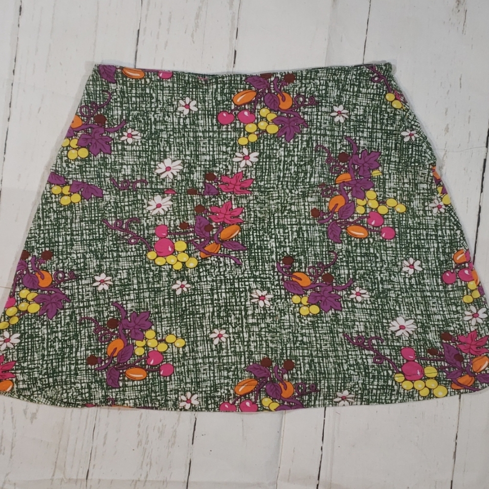 Free People Green Print Knit Skirt Small